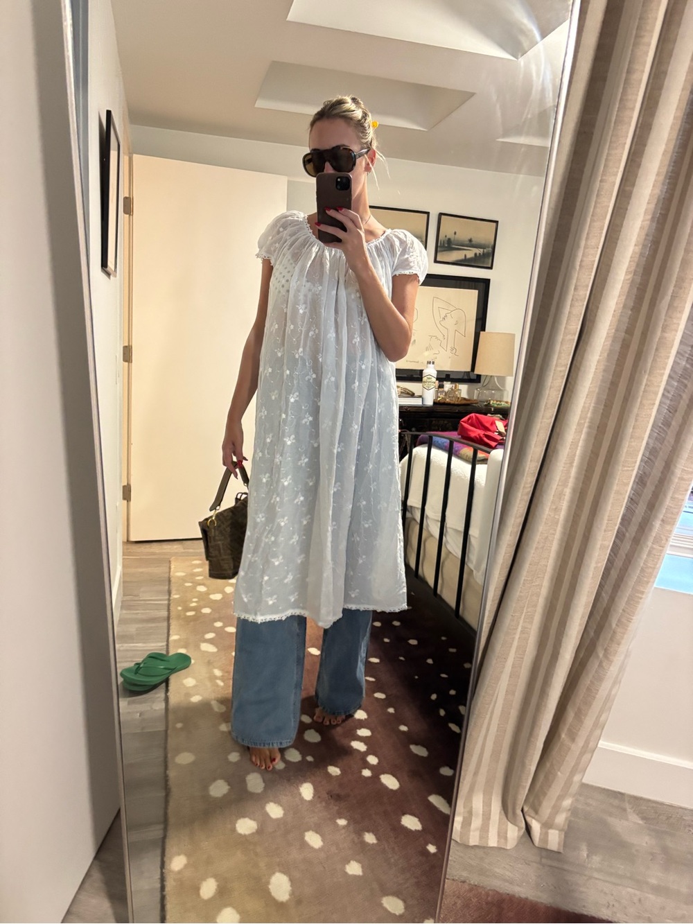 Vintage White Embroidered Midi Peasant Dress - Picture 5 of 9